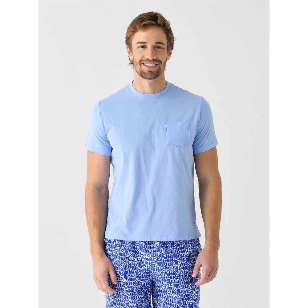 NEW MICHAEL'S SWIMWEAR solid crew neck t shirt in medium blue